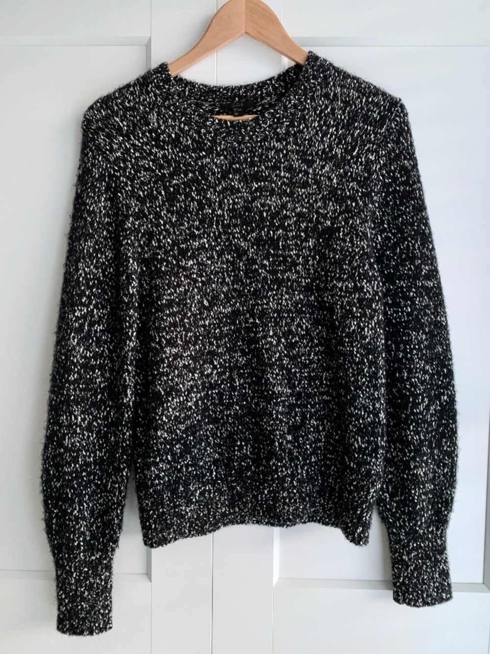 COS Speckle Black & White Wool and cotton blended Crewneck Sweater Women size S